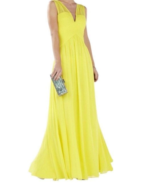 BCBGMAXAZRIA Sleeveless Yellow Gown