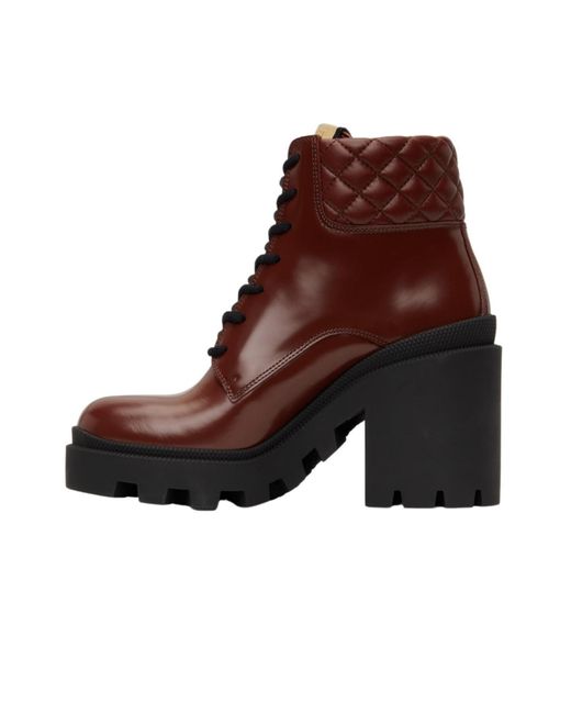 Gucci Brown Red Trip Ankle Boots
