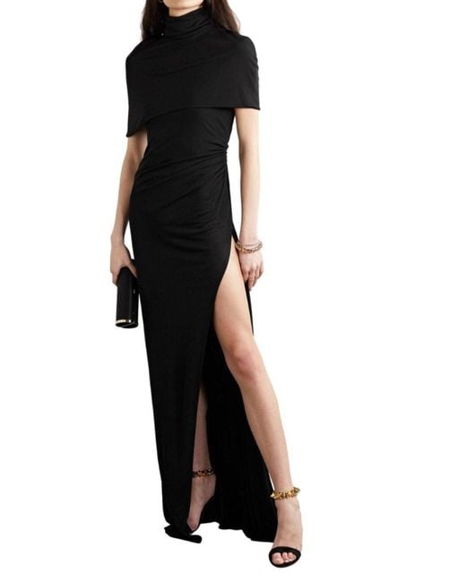 Brandon Maxwell Black Cape-effect Draped Stretch Jersey Gown