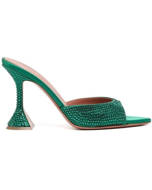 AMINA MUADDI Green 95mm Carolin Crystal Embellished Sandals
