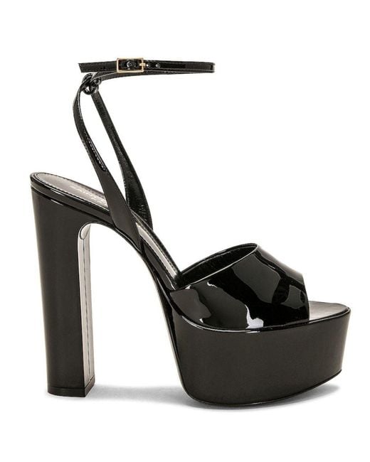 Saint Laurent Black Sexy 95 Patent Platform Sandal