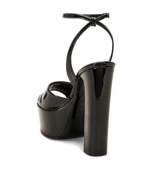 Saint Laurent Black Sexy 95 Patent Platform Sandal