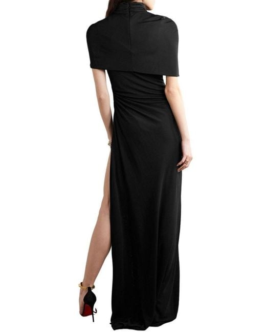 Brandon Maxwell Black Cape-effect Draped Stretch Jersey Gown