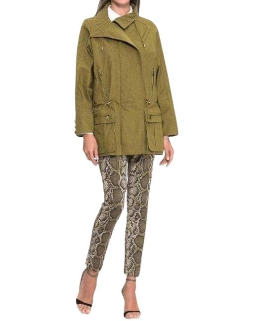 Balmain Green Cotton Quilted Trench Coat