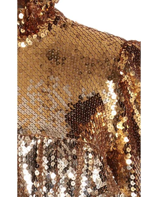 Rabanne Multicolor Ombré Sequin Ruffle Neck Top