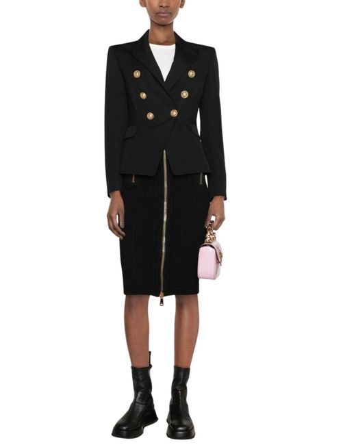 Balmain Black Double Breasted Wool Blazer