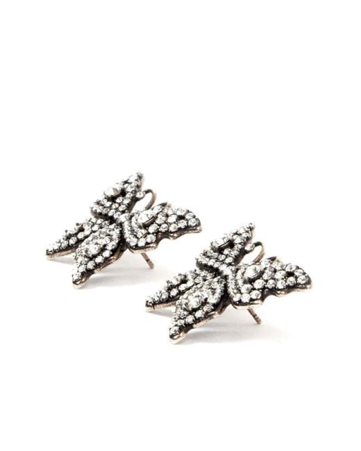 Gucci Black Crystal Embellished Butterfly Earrings