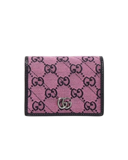 Gucci Purple Pink Gg Marmont Multicolor Wallet
