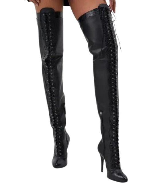 Gucci Black Harriet Leather Over The Knee Boots