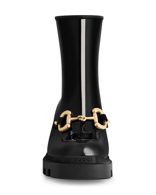 Gucci Black Horsebit - Detailed Heeled Rubber Rain Boots
