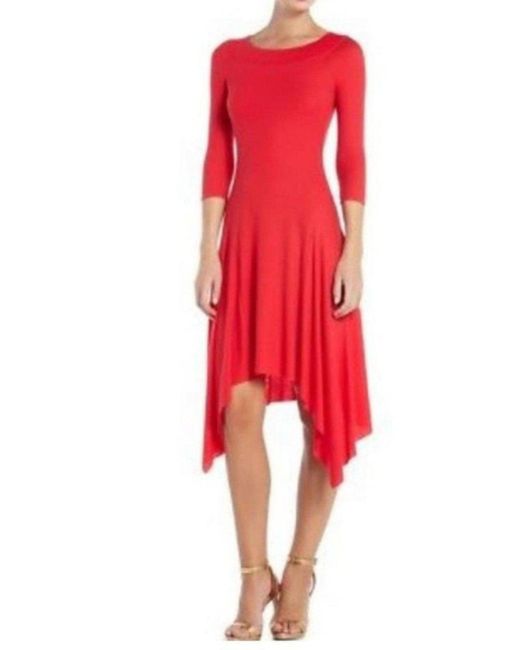 BCBGMAXAZRIA Red Bess Off-the-shoulder Asymmetrical Dress