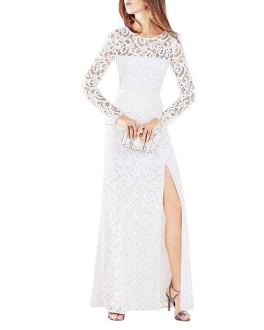 BCBGMAXAZRIA White Elizabella Cutout Lace Gown