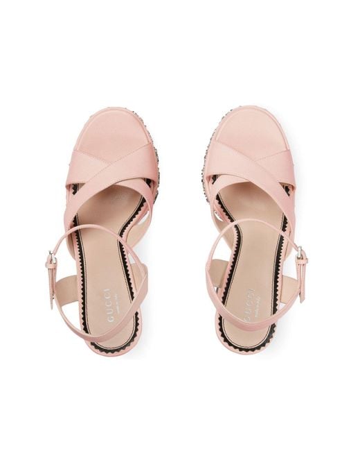 Gucci Pink Leather Platform Sandals 155