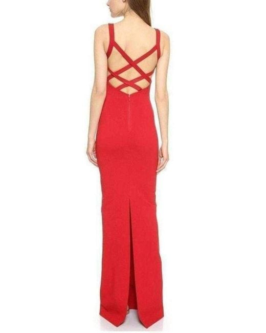 DSquared² Red Column Crisscross Back Gown