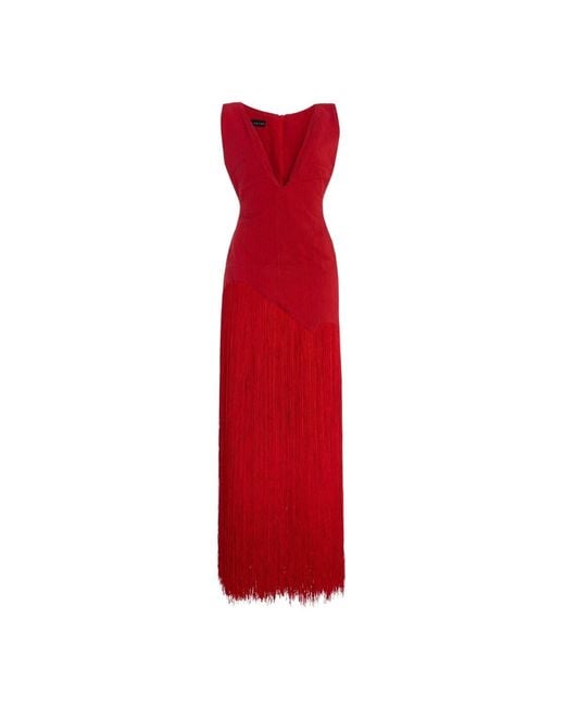Kilentar Red Jade Fringed Cotton Maxi Dress