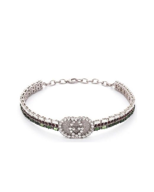 Gucci Metallic Crystal-embellished Tennis Gg Choker