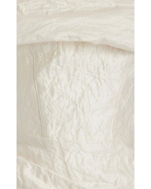Maticevski Natural Amber Draped Cotton Midi Dress Pearl Crush