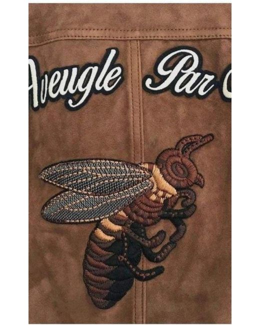 Gucci Brown Patches Embroidered Suede Jacket