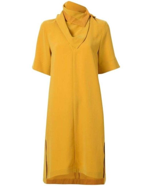 3.1 Phillip Lim Yellow Scarf Neck Crepe Dress
