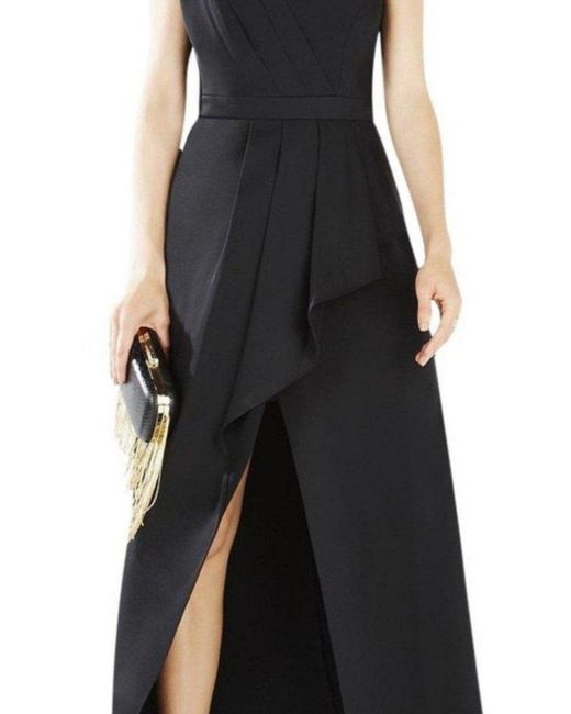 BCBGMAXAZRIA Black Kristine One-shoulder Peplum Gown