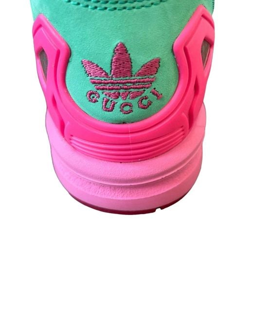 Gucci X Adidas Zx 8000 Two-tone Pink Suede Sneakers