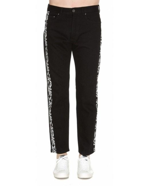 Versace Black Printed Detail Jeans for men