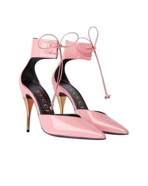 Gucci Priscilla Glossed-leather Pumps In Pink