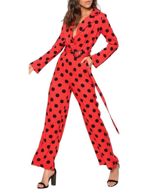 Cult Moda Red Polka Dot Jumpsuit