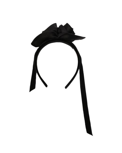 Alessandra Rich Black Rose Appliqué Tie Headband