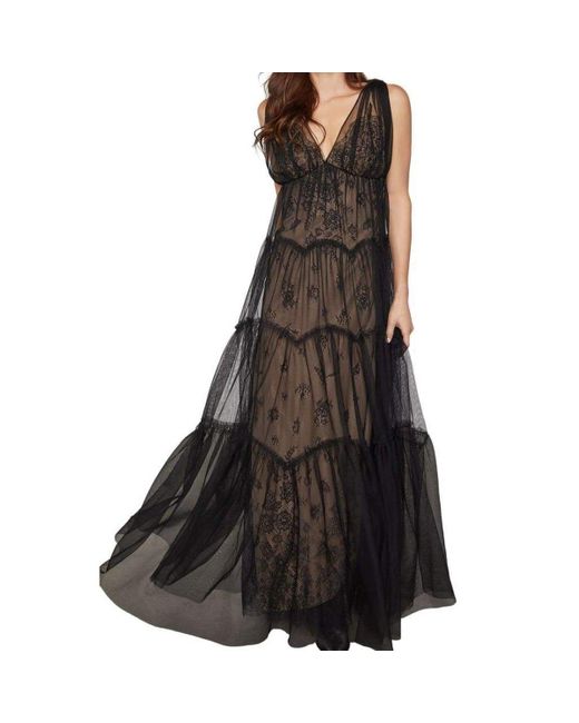 BCBGMAXAZRIA Lace Tulle Gown in Black | Lyst