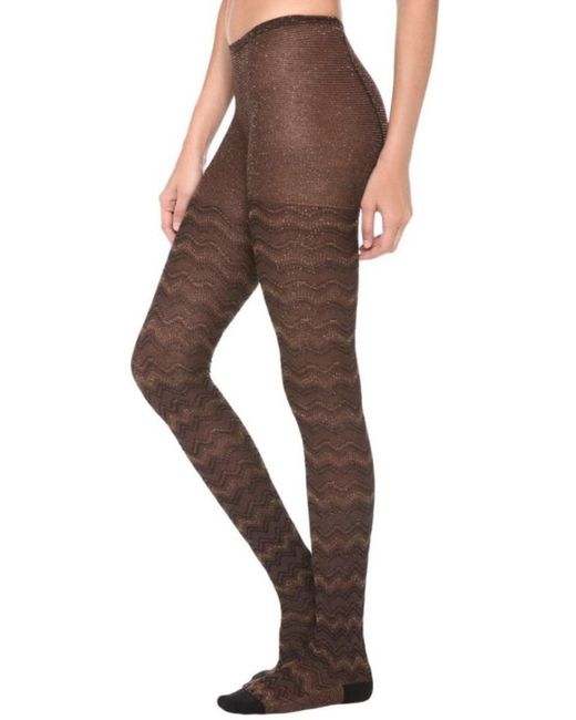 Missoni Multicolor Metallic Shimmer Zigzag Tights