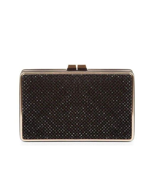 BCBGMAXAZRIA Sonia Black Crystal Mesh Satin Frame Clutch