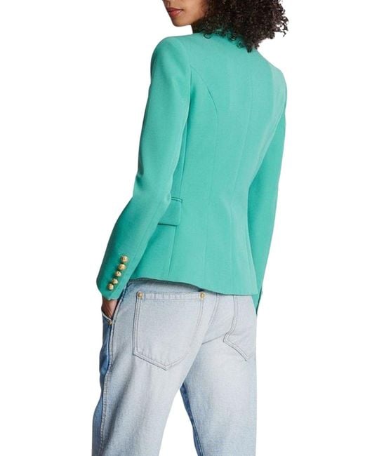 Balmain Green Peak Lapels Wool Double Breasted Blazer
