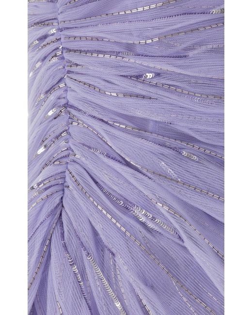Pamella Roland Purple Pleated Tulle Mini Dress