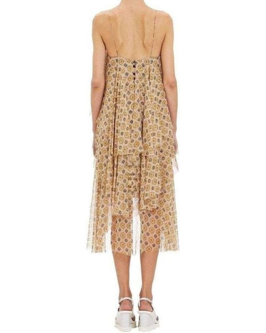 Dries Van Noten Natural Tiered Chiffon Slip Silk Dress