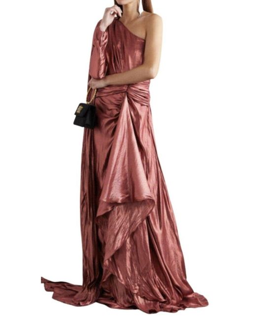 Gucci Red One Shoulder Asymmetric Lame Gown