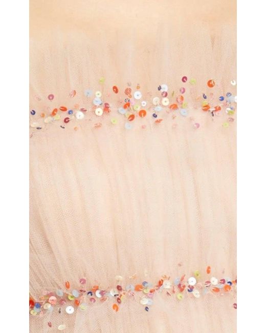 Jason Wu Natural Strapless Ruched Tulle Midi Cocktail Dress