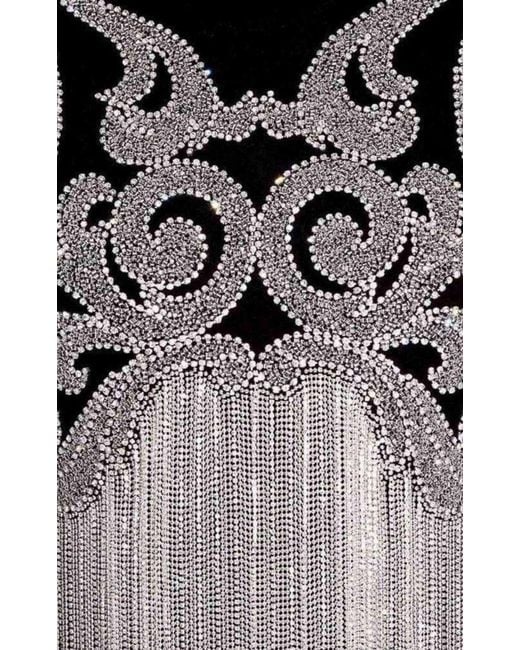 Balmain Black Crystal And Beads Fringe Cotton Shirt