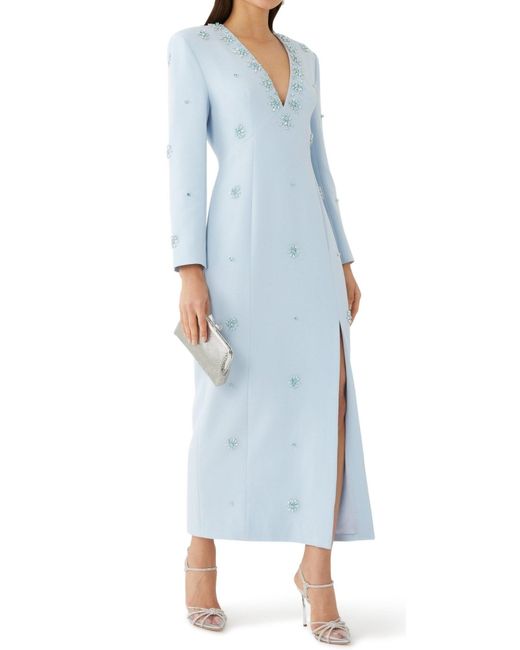 Huishan Zhang Blue Aurore Crystal-embellished Midi Dress