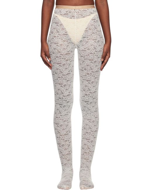 Valentino Gray White 'chez ' Lace Tights
