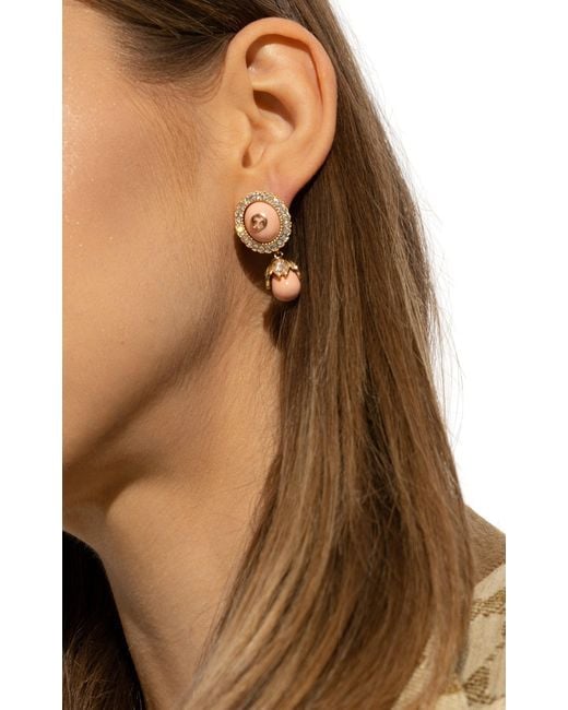 ピアス Interlocking G Pearl Earrings Gucci Interlocking G Pearl Earrings in Natural | Lyst