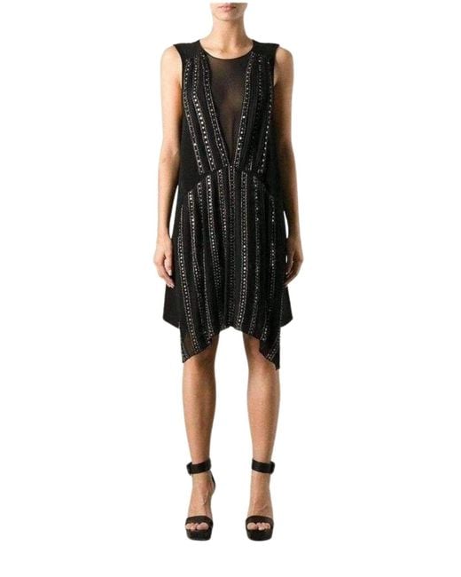 Vanessa Bruno Black Embellished Silk Cocktail Dress
