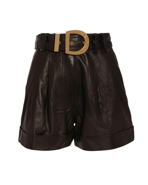 Balmain Black Leather High-waist Belted Pants