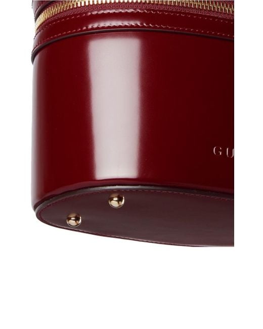 Gucci Red Burgundy Bamboo Handle Leather Bucket Bag
