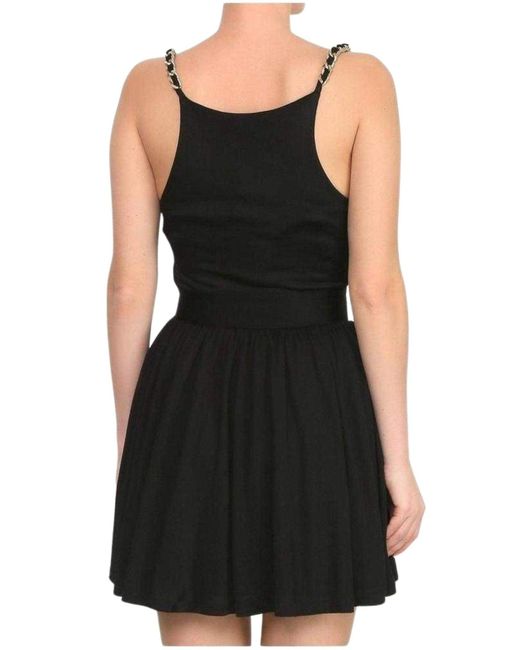 Balmain Black Fitted Wrap Metal Chain Straps Dress