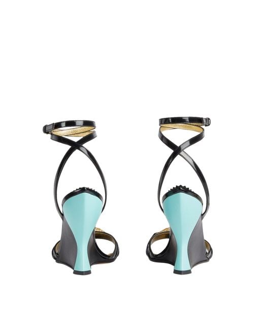 Gucci Blue Two-toned Embellished Wedge Sandals