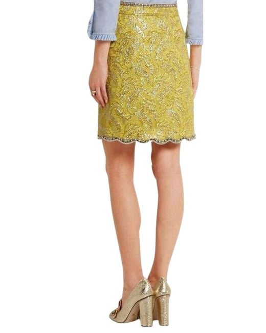 Gucci Yellow Brocade Jacquard Mini Skirt It 38 (us 2)