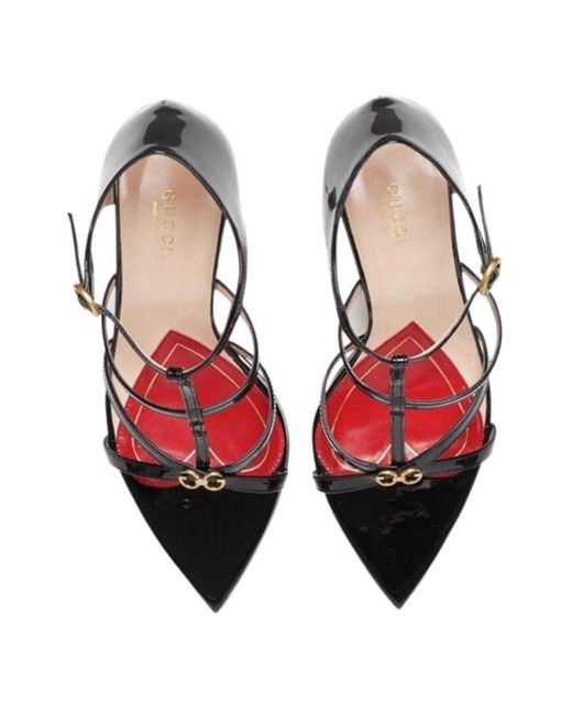 Gucci Black Jerry Patent Leather Cage Sandals