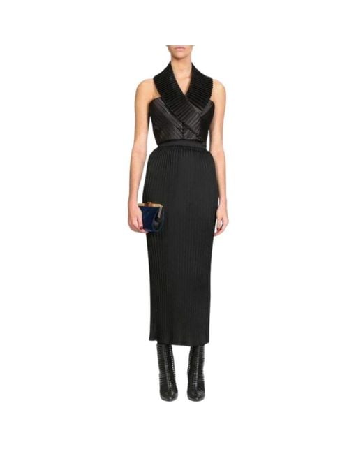 Balmain Black Pleated Maxi Skirt