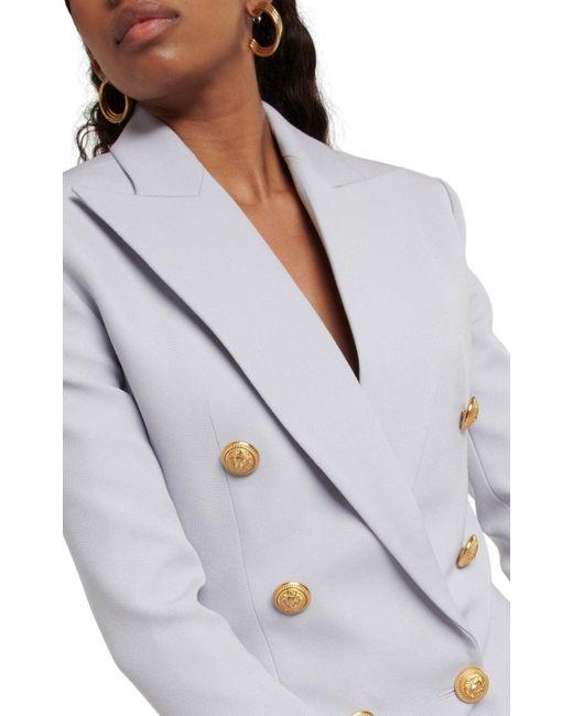 Balmain Double Breasted Blue Wool Blazer
